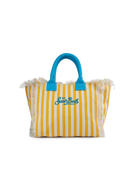 Borsa Vanity Stripe in canvas a righe Giallo Mc2 Saint Barth | VANITY02922H SB BEACH STRIPES V 9101